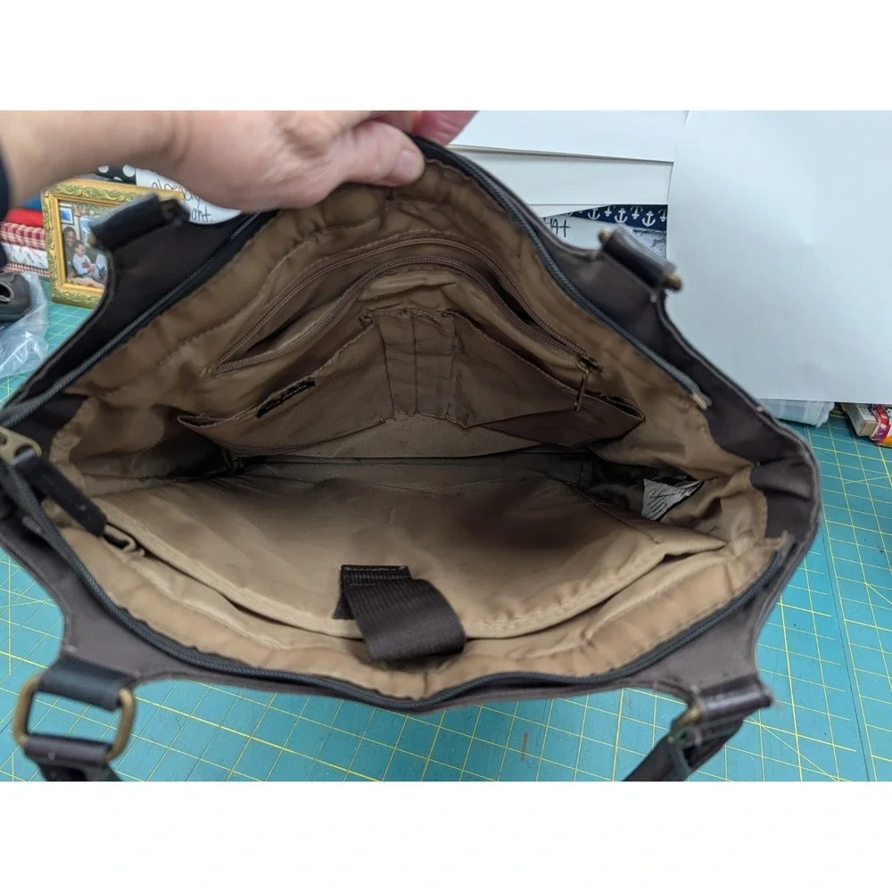 Solo Leather Laptop Brown Bag Tote Double Straps Trolley Sleeve